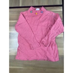 SF Blues Girls‎ Pink Mock Neck Long Sleeve Top with Flower Buttons Size 4